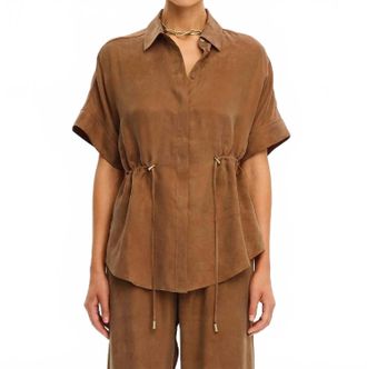 Kivari Jaxon Short Sleeve Button Down Shirt In Chocolate