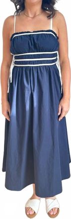 Blu Pepper Spaghetti Strap Midi Dress In Royal Navy