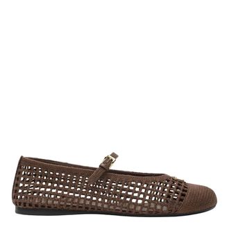 Prada Ballerinas, female, Brown, Size: 11 US Crochet Ballerina with Logo Plaque
