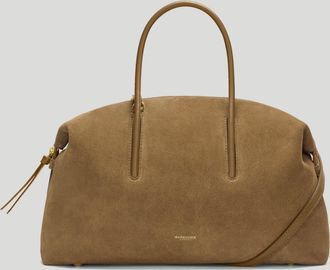 DeMellier The Midi Stockholm in Tobacco Suede Leather Top handle bag