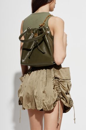 Balmain Leather Backpack, Womens, Green