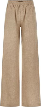 Fabiana Filippi Broeken van scheerwolflanel - Dames - Wijde Broeken - Beige - S - Wol - Broeken