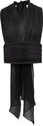 Nina Ricci V-hals Zijden Blouse met Strikdetail - Dames - Blouses - Zwart - XS - Overhemden