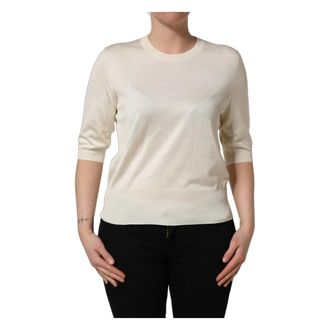 Dolce & Gabbana Round-neck Knitwear, female, White, Size: 4XL Crew Neck Pullover