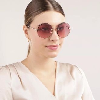 Chloé Sonnenbrillen - ROSIE rimless rounded metal sunglasses - Gr. unisize - in Gold - für Damen