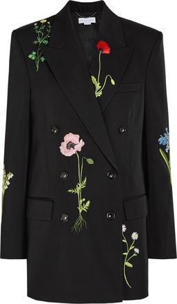 Stella McCartney Stella Mccartney Boyfriend Floral-embroidered Wool Blazer - Black - 38 (UK6 / XS)