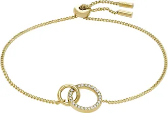 Fossil Womens Hazel Icons Gold-Tone Stainless Steel Chain Bracelet