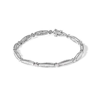 House of Brilliance 14K White Gold 1-1/2 Cttw Diamond Bezel and Tapered Link 7 Tennis Bracelet at Nordstrom