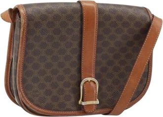 Celine Pre-owned Vintage Macadam Canvas Schoudertas - Dames - Vintage Schoudertas - Bruin - ONE Size - Leer - Vintage
