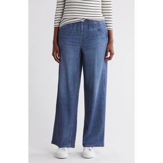 ECRU Mirage Denim Printed French Terry Wide Leg Pants in Dark Indigo Wash at Nordstrom Rack, Size X-Large