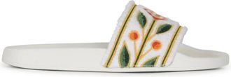 Casablanca Sliders, female, White, Size: 11 US Embroidered Terry Laurel Sandals