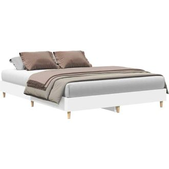 vidaXL Bed Frame No Mattress White 150x200 cm King Size Engineered Wood Vidaxl