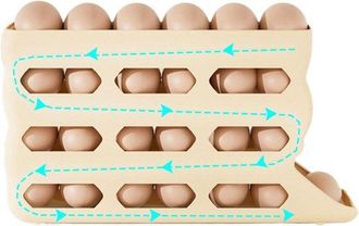 OEM Bandeja Para Huevos De Nevera - Soporte Para Huevos - Organizador De Cocina - Autom&aacute;tico - 30 Huevos - Beige