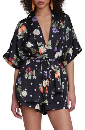 Avec Les Filles Floral Print Belted Tunic in Black Scattered Botanical at Nordstrom, Size X-Small