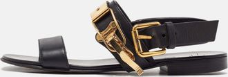 Giuseppe Zanotti Black Leather Zak Flat Sandals