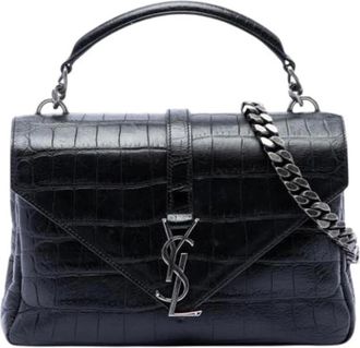 Saint Laurent Pre-owned College Satchel - Dames - Vintage Handtas - Zwart - ONE Size - Leer - Vintage