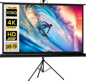 HOMCOM Pantalla De Proyector Manual Con Soporte Port&aacute;til 100 Pulgadas Formato 16:9 Con Altura Ajustable Para Interior Y Exterior 221x124 Cm - Homcom
