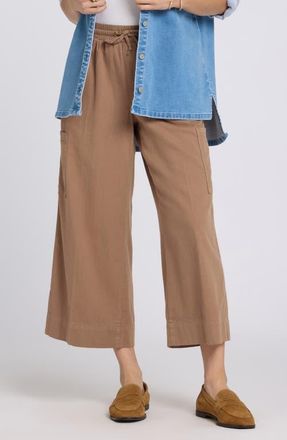NYDJ Whitney Crop Wide Leg Drawstring Cargo Pants in Toasted Coconut at Nordstrom, Size X-Small