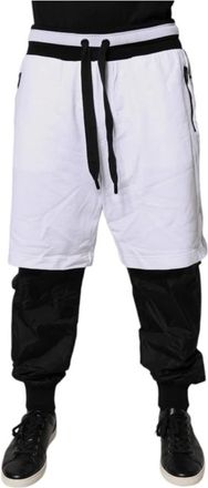Dolce & Gabbana Broeken, Heren, Zwart, L, Katoen, Zwart & Witte Katoenen Joggingbroek