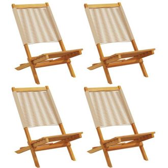 vidaXL Sillas De Jard&iacute;n Plegables 4 Uds Madera Maciza Acacia Beige Vidaxl