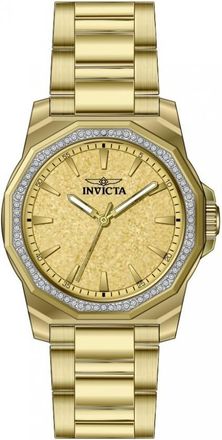 Invicta Speedway Quartz Crystal Gold Dial Ladies Watch 49130