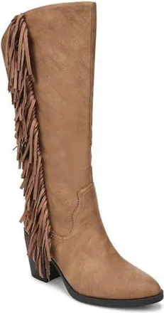 Blowfish Criss 2 Fringe Knee High Boot in Tan Faux Nubuck at Nordstrom Rack, Size 6.5
