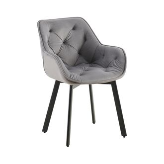 Clp Silla de comedor con reposapi&eacute;s en terciopelo gris oscuro