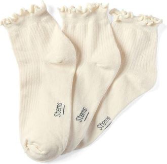 Stems Everyday Classics Ruffle 3-Pack Crew Socks in Cream at Nordstrom