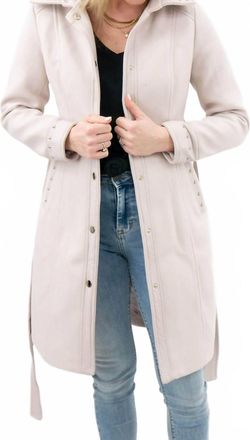Coalition LA Vegan Wool Classic Stud Detail Coat In Light Pink
