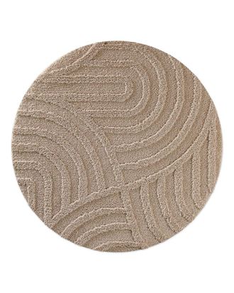 Wecon Home Alfombra de ba&ntilde;o redonda en relieve beige arena &Oslash;80
