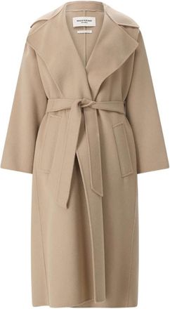 Max Mara Geknoopte Jassen - Dames - Jas met riem - Beige - S - Wol - Jassen
