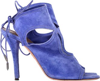 Aquazzura Pre-owned Womens Aquazzura Sexy Thing Cutout Sandal Heels in Blue Suede - Size EU 38