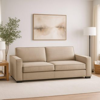 Talamo Italia Sof&aacute; Fijo Daalder, Sof&aacute; De 2 Plazas, 100% Made In Italy, Sof&aacute; De Sal&oacute;n En Tela, Con Reposabrazos Est&aacute;ndar, Cm 180x95h90, Beige - Dmora