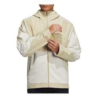 adidas Mens adidas Splicing Side Pocket Zipper Hooded Jacket Beige H39270