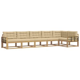 vidaXL Conjunto De Sof&aacute;s De Exterior Con Coj&iacute;n 4 Pcs Y Beige Poli&eacute;ster Vidaxl