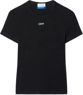 Off-white Off Stamp Rib Basic Tee - Dames - T-shirts - Zwart - S - Katoen - Tops