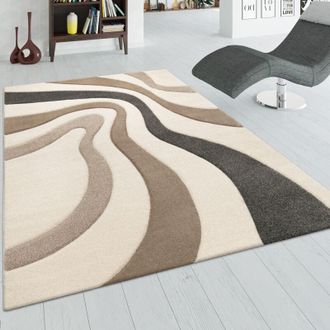 Paco Home Paco Home - Alfombra Salon De Habitacion Pelo Corto Motivo Abstract Ondas Suave Beige Crema 80x300 Cm
