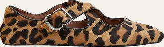 Alaia Leopard Crisscross Ballerina Flats