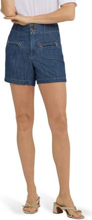 NYDJ Briella Embellished Welt Pocket Denim Shorts in Medium Indigo at Nordstrom, Size 6