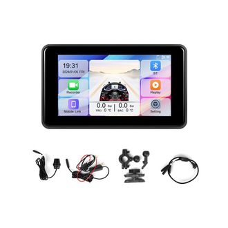 OEM Dvr Port&aacute;til Para Motocicleta De 5 Pulgadas Con Carplay Y Android Auto, C&aacute;mara Frontal Y Trasera Resistente Al Agua Ip68