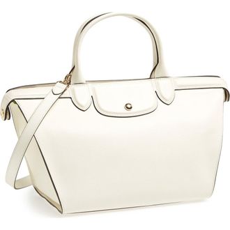 Longchamp Le Pliage Heritage Leather Satchel in Ecru at Nordstrom Rack