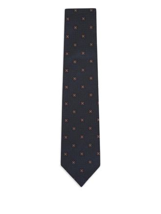 Isaia floral-pattern silk tie - men - Silk - One Size - Blue