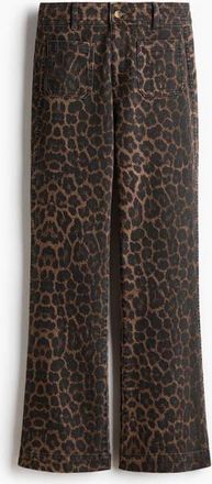 H&M Flared High Jeans in Brown/leopard Print at Nordstrom, Size 14