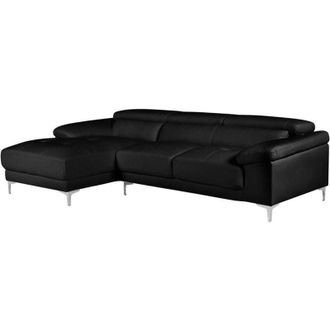 Vente-Unique Vente-unique - Divano angolare in pelle Nero - Angolo a sinistra - solange