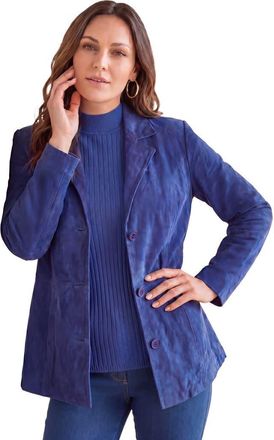 Jessica London Suede Blazer in Dark Sapphire at Nordstrom, Size 26