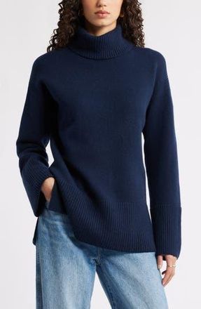 Nordstrom Wool & Cashmere Turtleneck Sweater in Navy Night at Nordstrom Rack, Size Medium