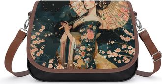 Generic Japanese Geisha Crossbody Bags for Women Shoulder Messenger Bag Purse Handbags