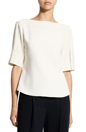 Theory Elbow Sleeve Boat Neck Top in Rice at Nordstrom Rack, Size Medium