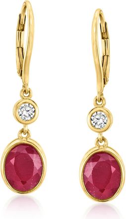 Ross-Simons Ruby Drop Earrings With. Lab-Grown Diamonds in 18kt Gold Over Sterling