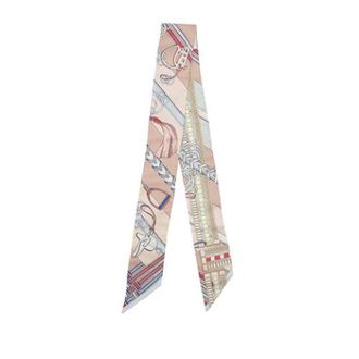 Herm&egrave;s Pre-owned Scarves, female, Pink, Size: ONE SIZE Pre-owned Twilly Brides et Gris Gris Scarf
